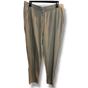 H&M Logg Size 10 Olive Green Relaxed Fit Lightweight Cropped Comfy Linen Pants